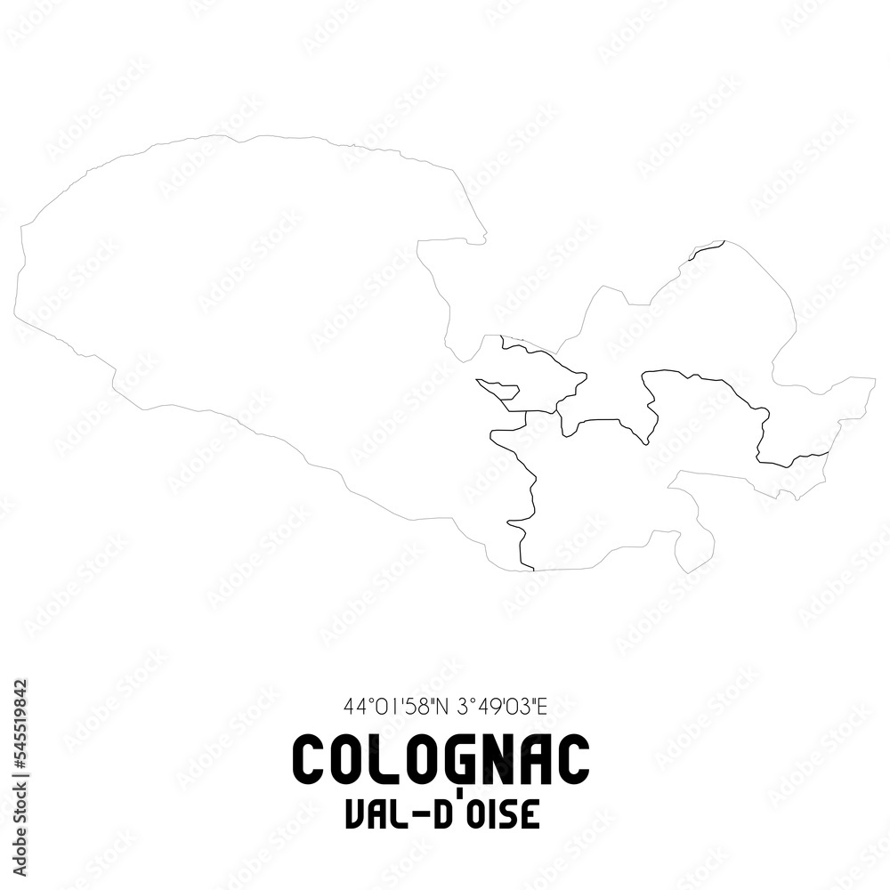 COLOGNAC Val-d'Oise. Minimalistic street map with black and white lines.