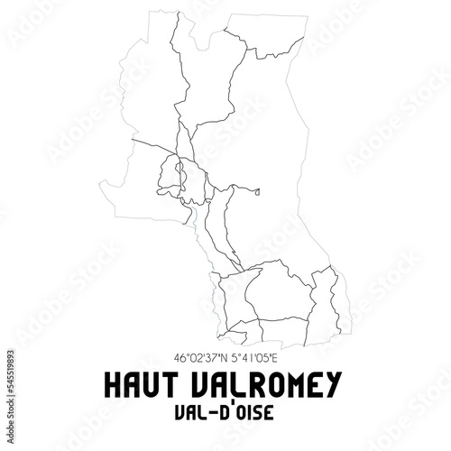 HAUT VALROMEY Val-d'Oise. Minimalistic street map with black and white lines.