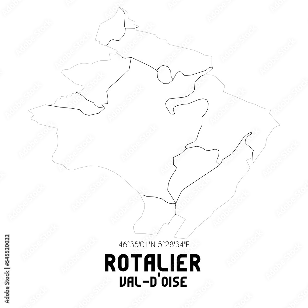 ROTALIER Val-d'Oise. Minimalistic street map with black and white lines.