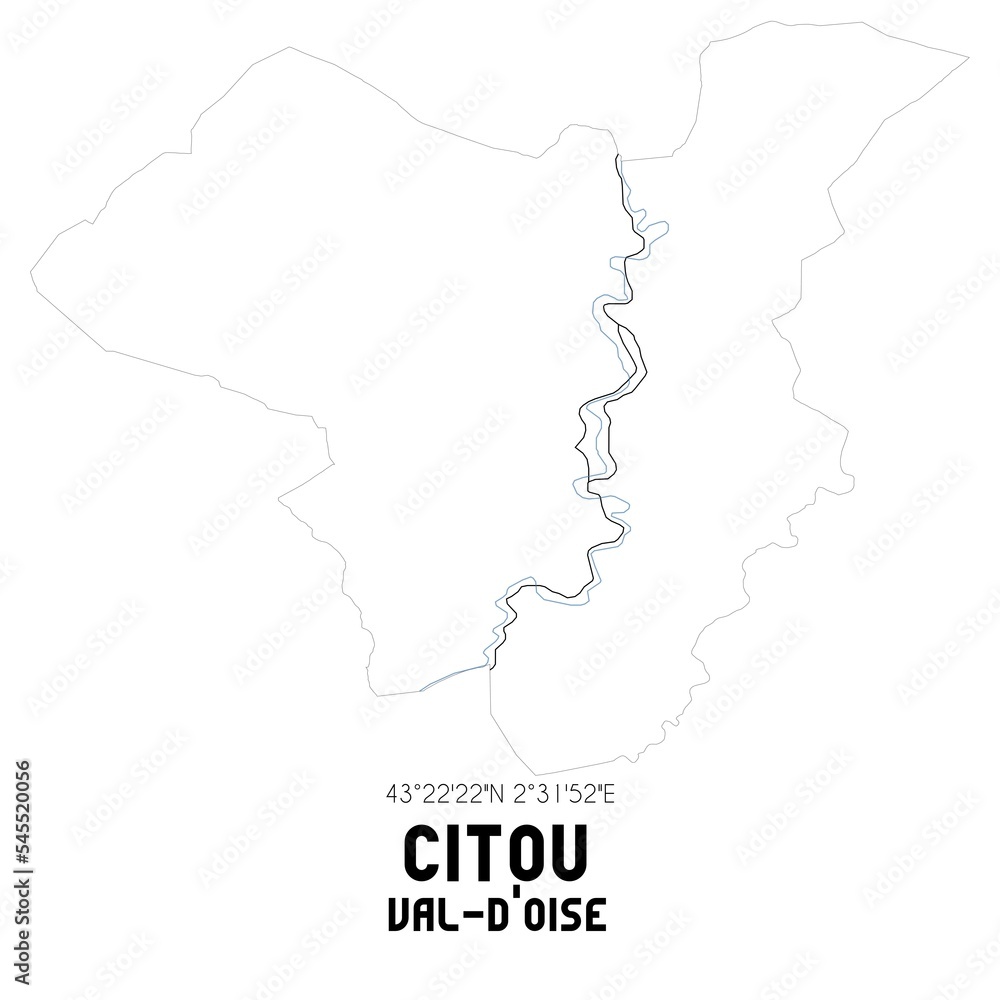 CITOU Val-d'Oise. Minimalistic street map with black and white lines.