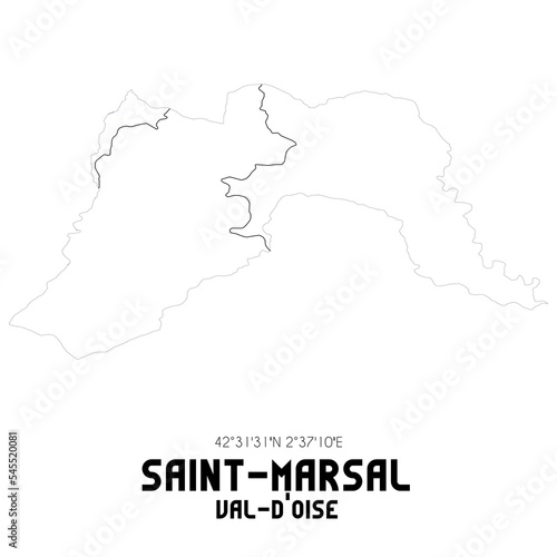 SAINT-MARSAL Val-d Oise. Minimalistic street map with black and white lines.