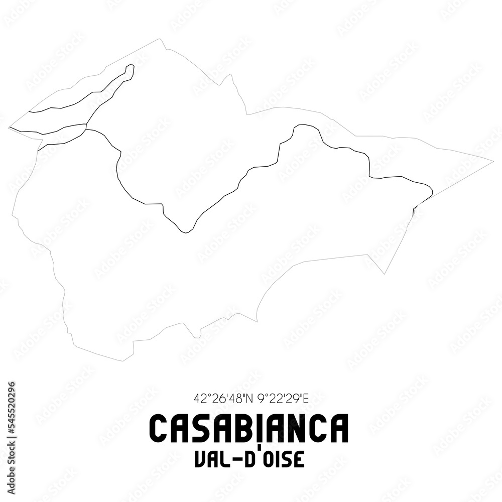 CASABIANCA Val-d'Oise. Minimalistic street map with black and white lines.