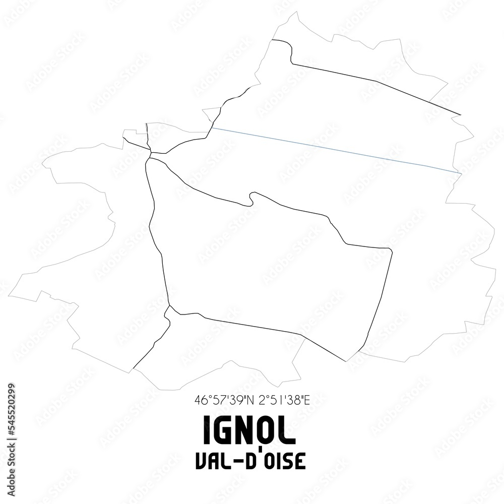 IGNOL Val-d'Oise. Minimalistic street map with black and white lines.