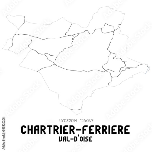 CHARTRIER-FERRIERE Val-d Oise. Minimalistic street map with black and white lines.
