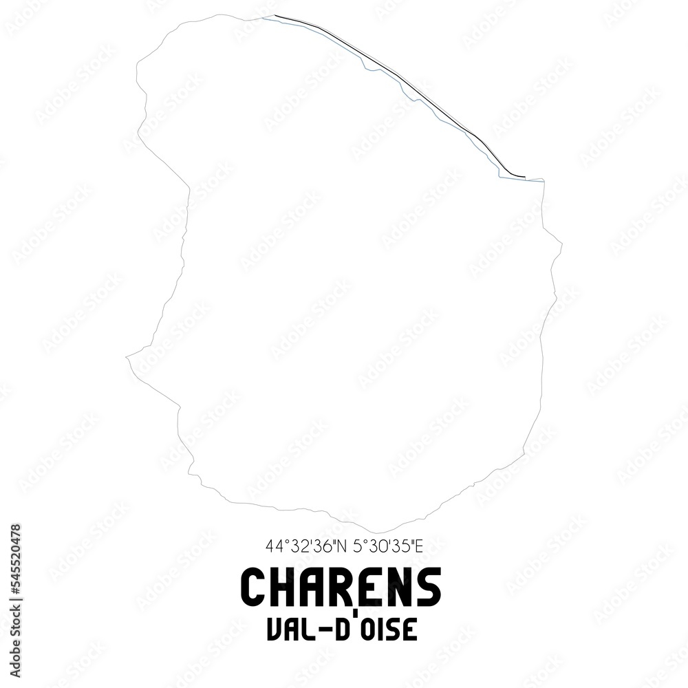 CHARENS Val-d'Oise. Minimalistic street map with black and white lines. CHARENS Val-d'Oise. Minimalistic street map with black and white lines.