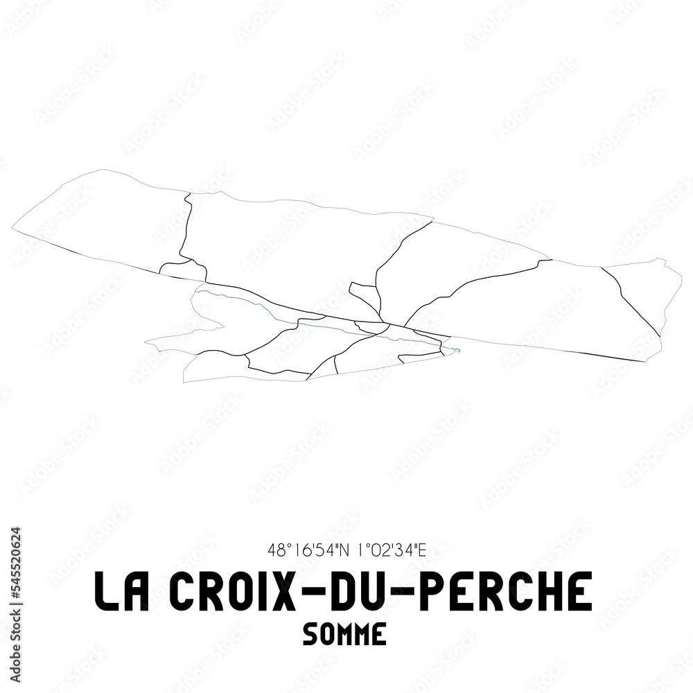 LA CROIX-DU-PERCHE Somme. Minimalistic street map with black and white lines. LA CROIX-DU-PERCHE Somme. Minimalistic street map with black and white lines.