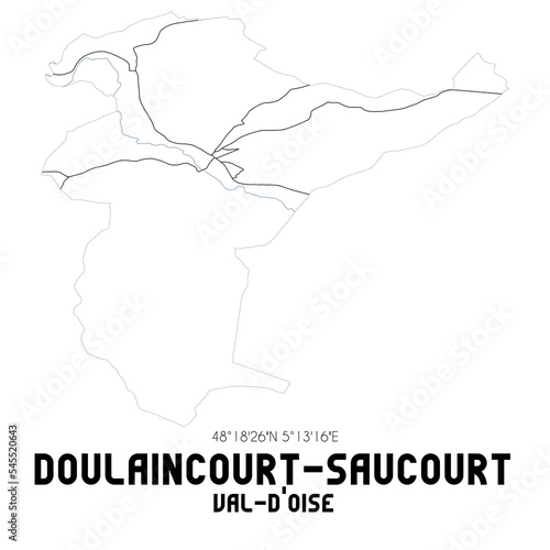 DOULAINCOURT-SAUCOURT Val-d'Oise. Minimalistic street map with black and white lines.