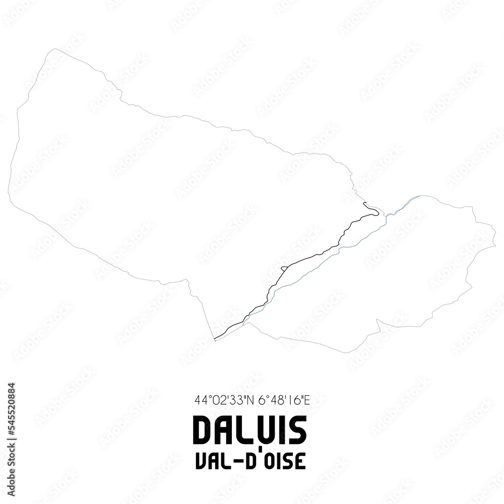 DALUIS Val-d'Oise. Minimalistic street map with black and white lines.