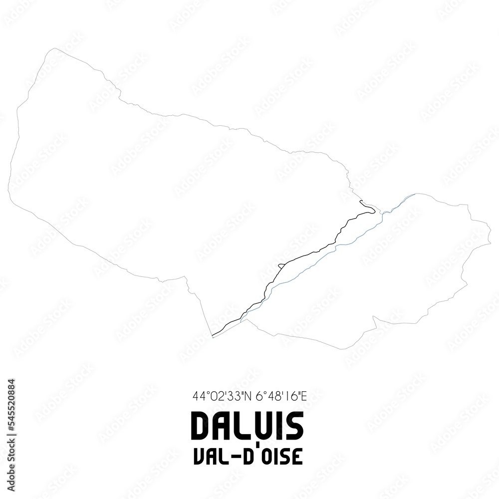 DALUIS Val-d'Oise. Minimalistic street map with black and white lines. DALUIS Val-d'Oise. Minimalistic street map with black and white lines.