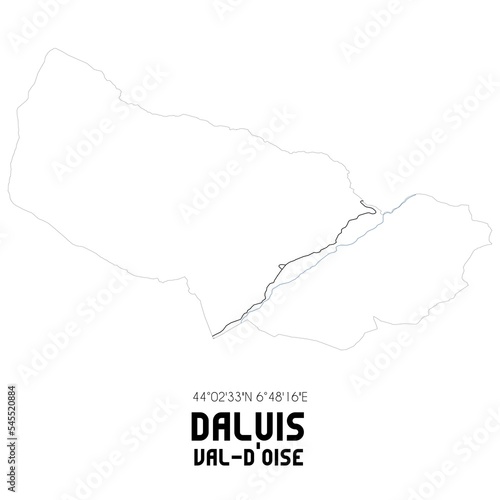 DALUIS Val-d Oise. Minimalistic street map with black and white lines.