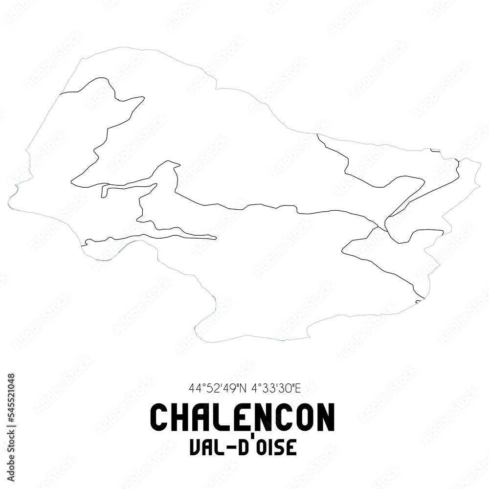 CHALENCON Val-d'Oise. Minimalistic street map with black and white lines. CHALENCON Val-d'Oise. Minimalistic street map with black and white lines.