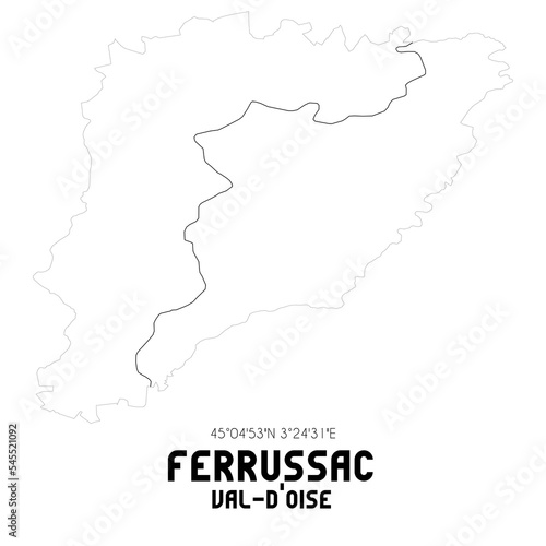 FERRUSSAC Val-d'Oise. Minimalistic street map with black and white lines.