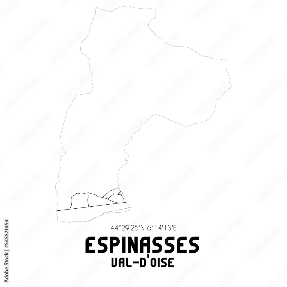 ESPINASSES Val-d'Oise. Minimalistic street map with black and white lines.