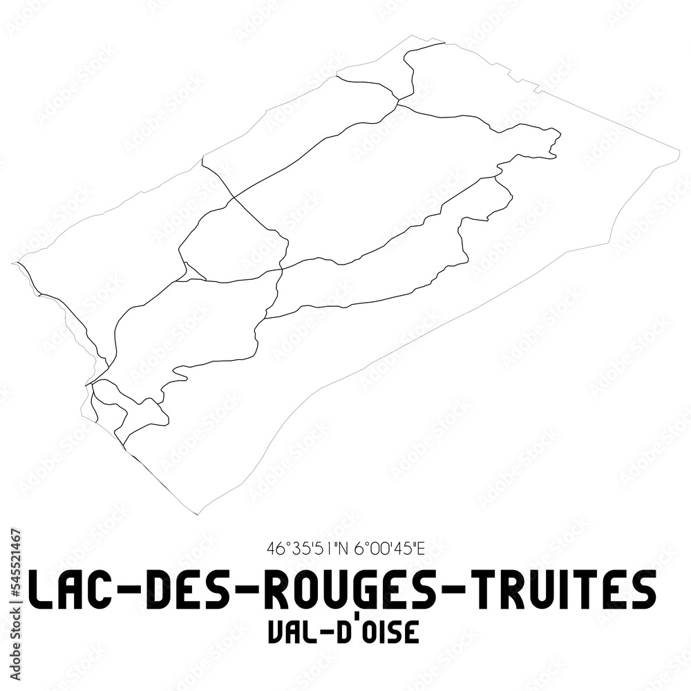 LAC-DES-ROUGES-TRUITES Val-d'Oise. Minimalistic street map with black and white lines.