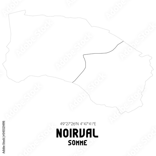 NOIRVAL Somme. Minimalistic street map with black and white lines.