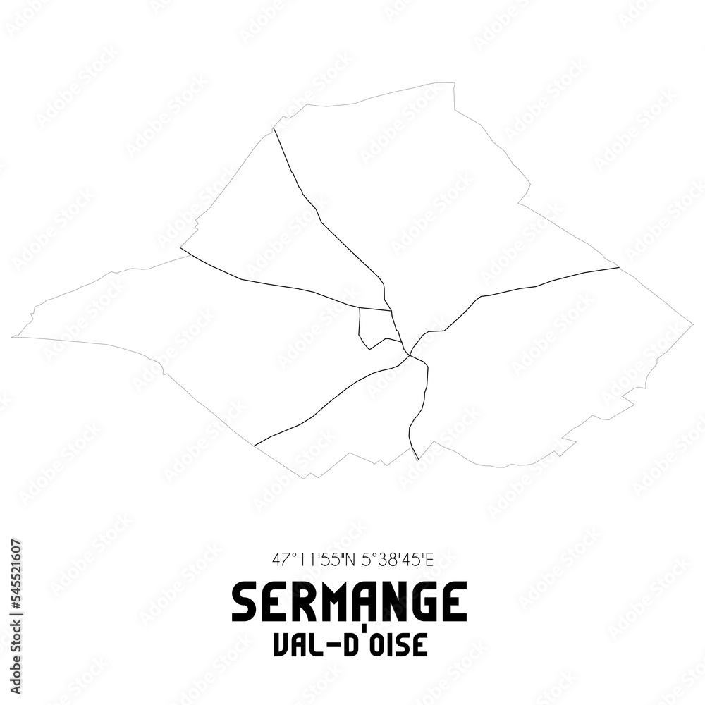 SERMANGE Val-d'Oise. Minimalistic street map with black and white lines. SERMANGE Val-d'Oise. Minimalistic street map with black and white lines.