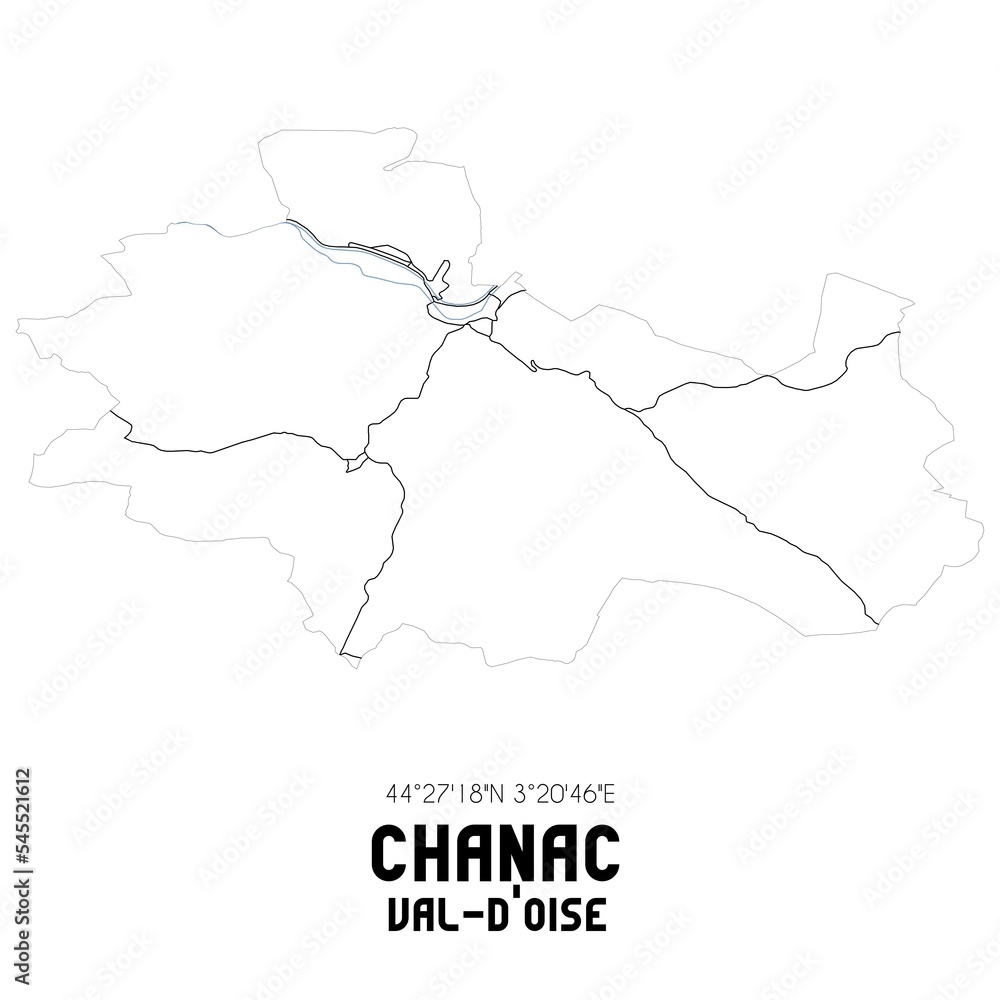 CHANAC Val-d'Oise. Minimalistic street map with black and white lines.