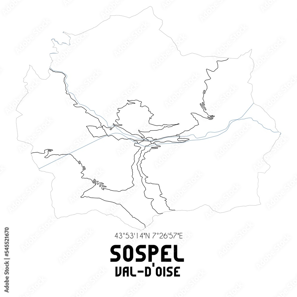 SOSPEL Val-d'Oise. Minimalistic street map with black and white lines.