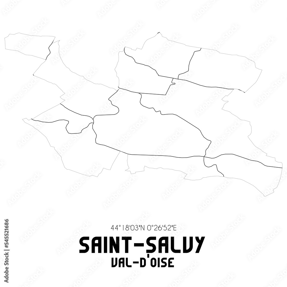 SAINT-SALVY Val-d'Oise. Minimalistic street map with black and white lines.
