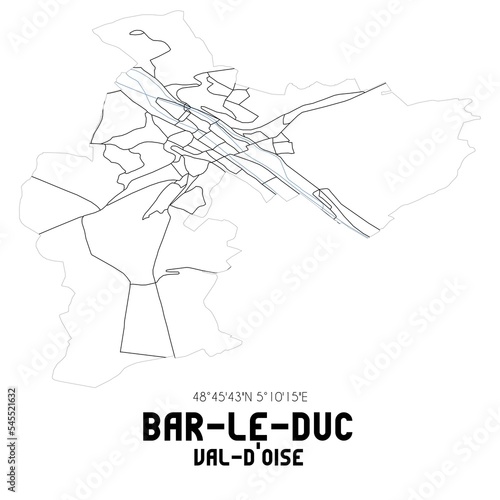 BAR-LE-DUC Val-d Oise. Minimalistic street map with black and white lines.
