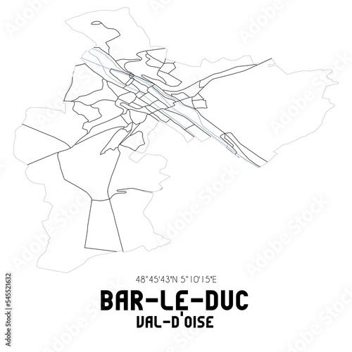 BAR-LE-DUC Val-d'Oise. Minimalistic street map with black and white lines.