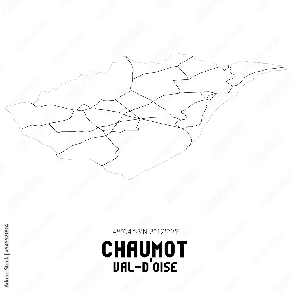 CHAUMOT Val-d'Oise. Minimalistic street map with black and white lines.