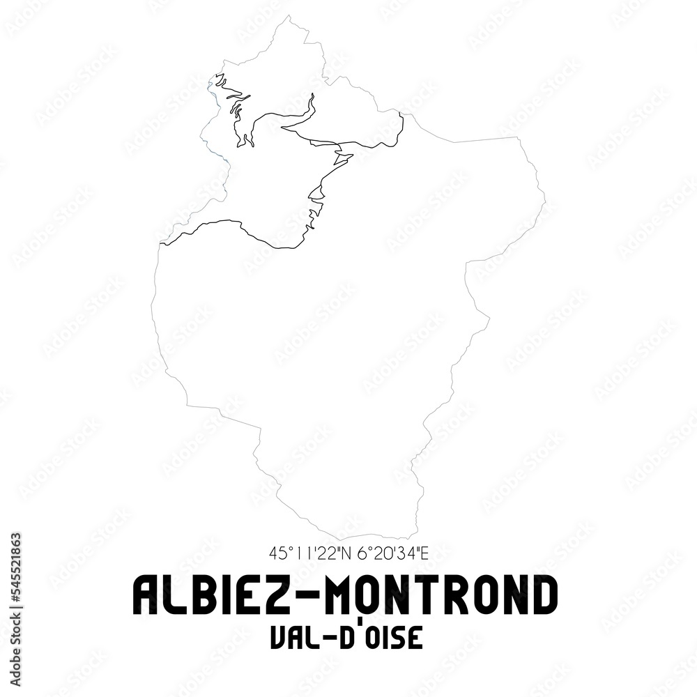 ALBIEZ-MONTROND Val-d'Oise. Minimalistic street map with black and white lines.