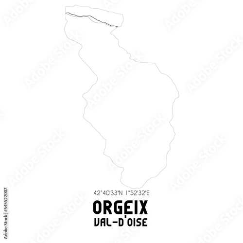 ORGEIX Val-d'Oise. Minimalistic street map with black and white lines.