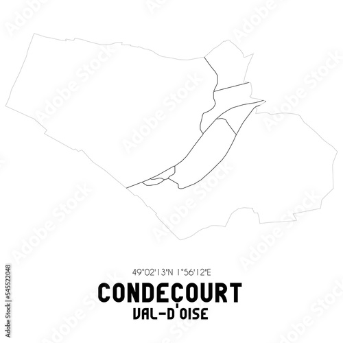 CONDECOURT Val-d Oise. Minimalistic street map with black and white lines.