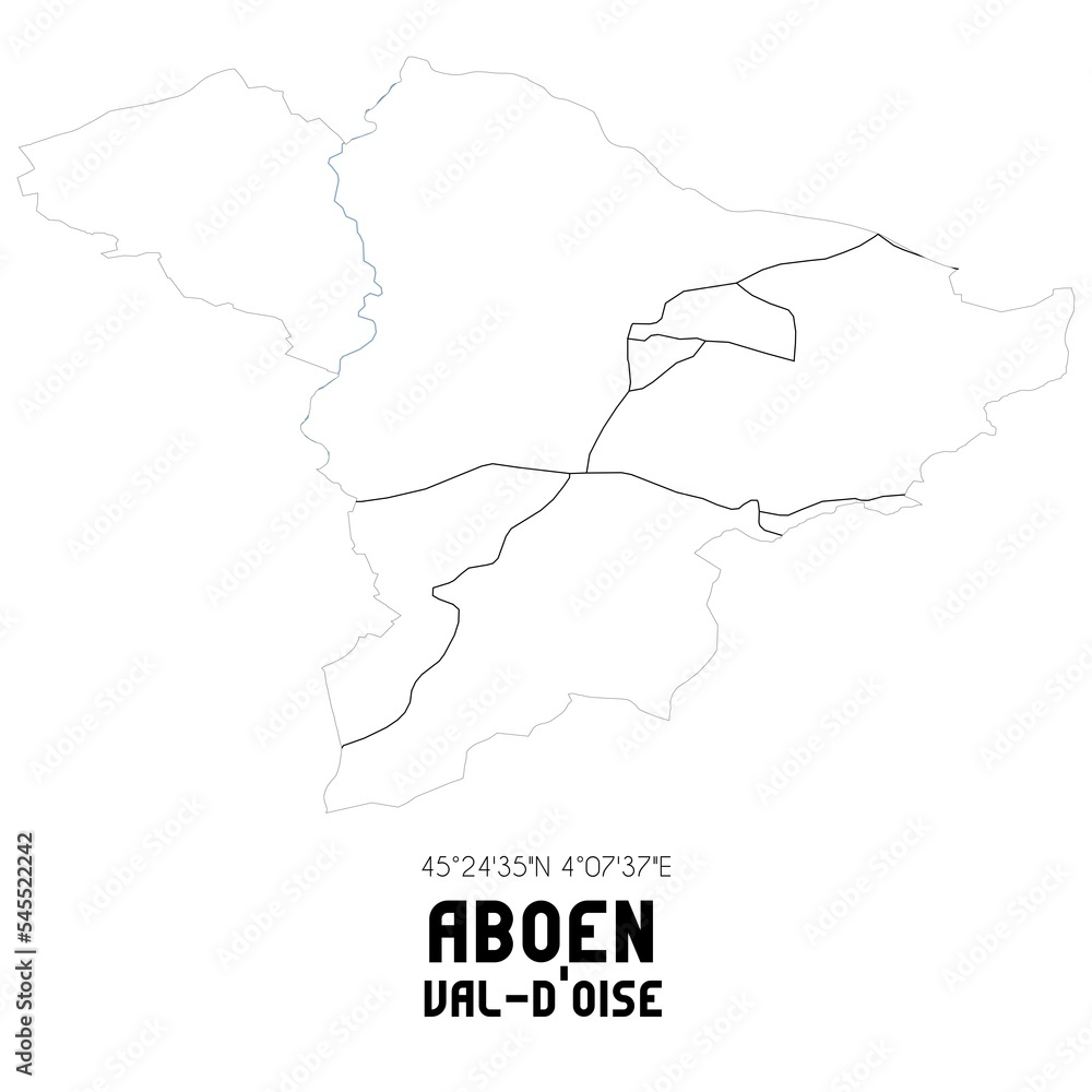 ABOEN Val-d'Oise. Minimalistic street map with black and white lines.