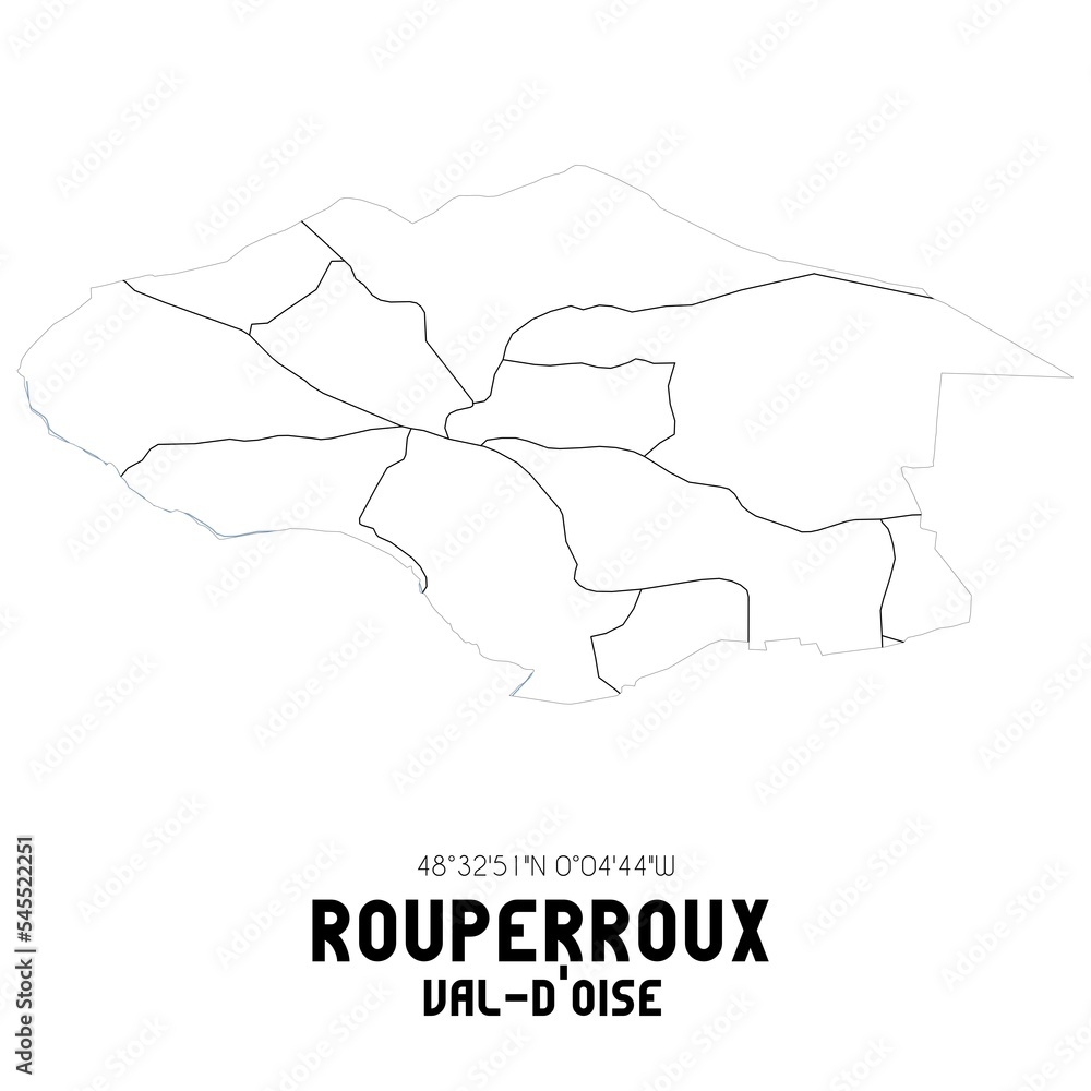 ROUPERROUX Val-d'Oise. Minimalistic street map with black and white lines.