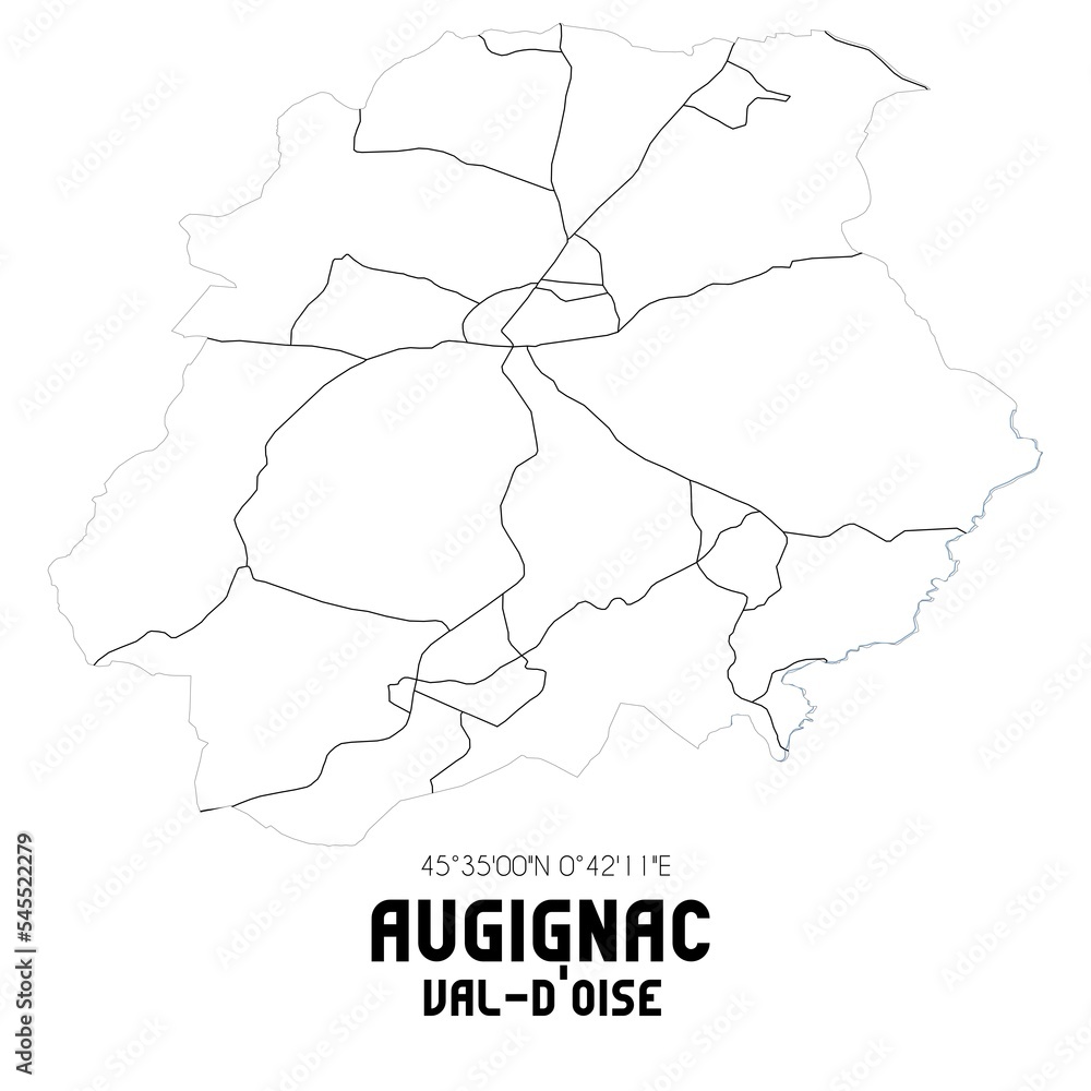 AUGIGNAC Val-d'Oise. Minimalistic street map with black and white lines.