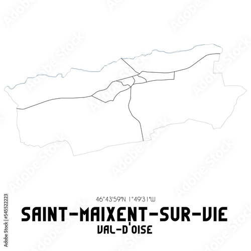 SAINT-MAIXENT-SUR-VIE Val-d Oise. Minimalistic street map with black and white lines.
