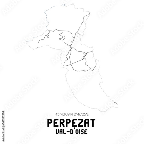 PERPEZAT Val-d Oise. Minimalistic street map with black and white lines.
