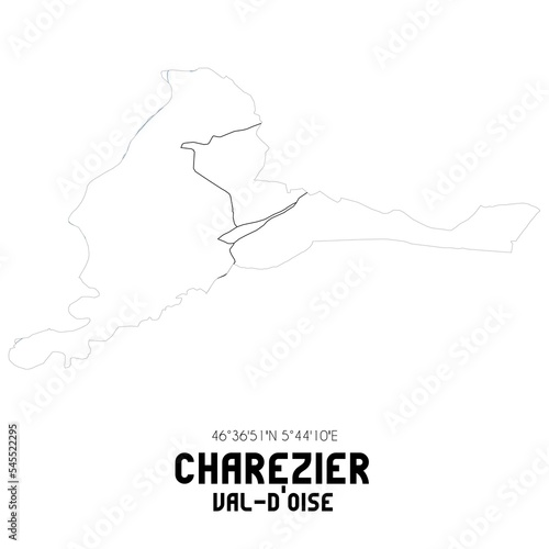CHAREZIER Val-d'Oise. Minimalistic street map with black and white lines.