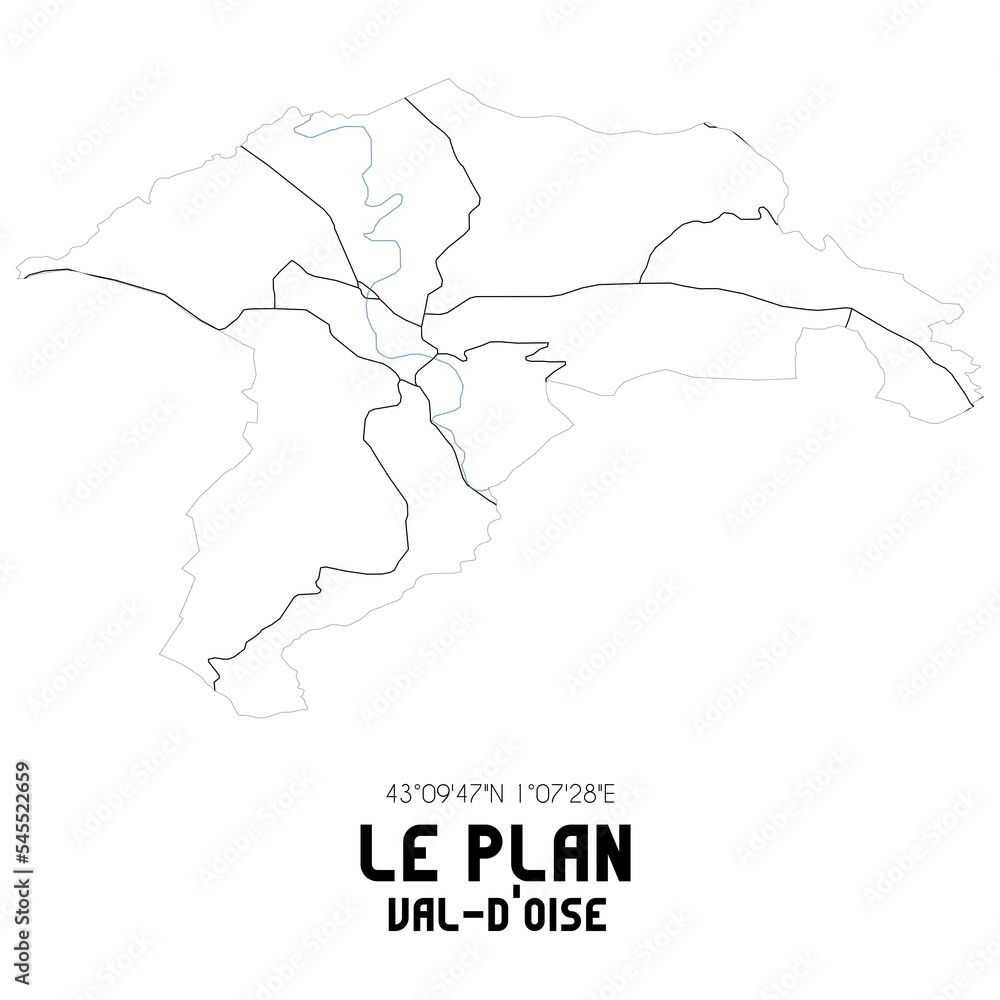LE PLAN Val-d'Oise. Minimalistic street map with black and white lines.