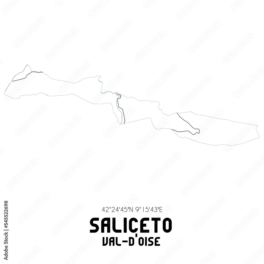 SALICETO Val-d'Oise. Minimalistic street map with black and white lines. SALICETO Val-d'Oise. Minimalistic street map with black and white lines.