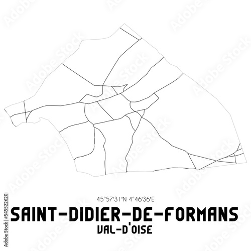 SAINT-DIDIER-DE-FORMANS Val-d'Oise. Minimalistic street map with black and white lines.