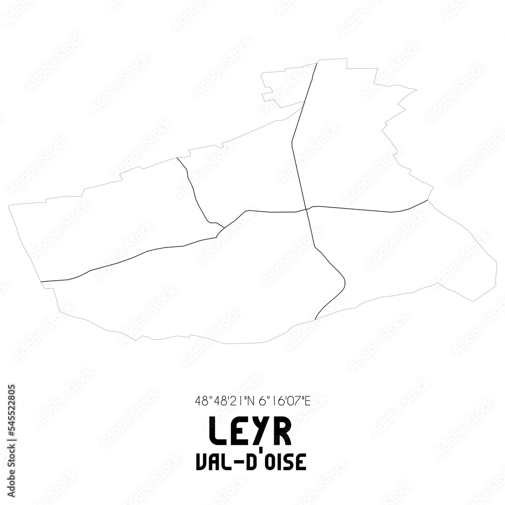 LEYR Val-d'Oise. Minimalistic street map with black and white lines.