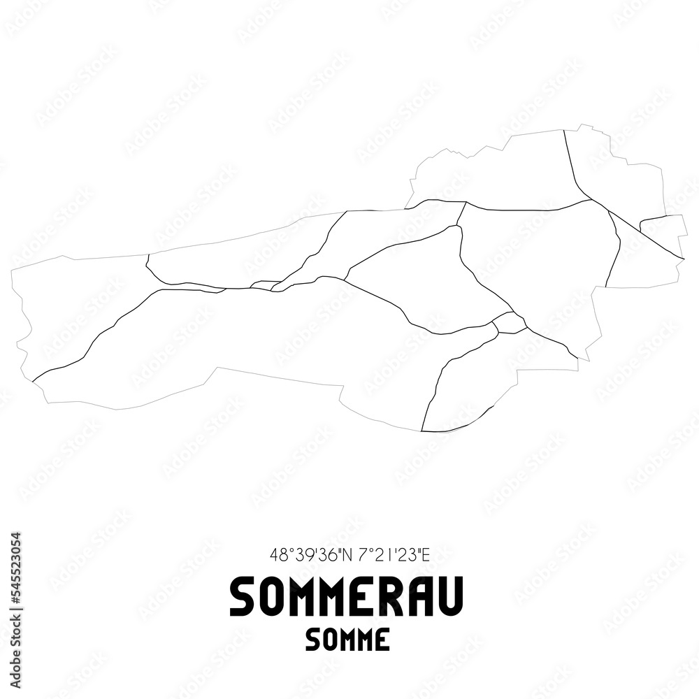 SOMMERAU Somme. Minimalistic street map with black and white lines. SOMMERAU Somme. Minimalistic street map with black and white lines.