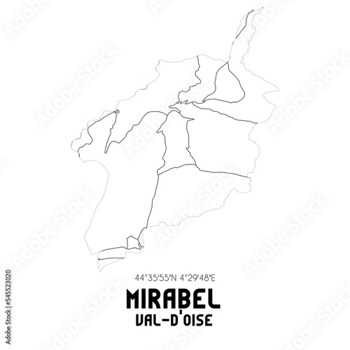 MIRABEL Val-d Oise. Minimalistic street map with black and white lines.