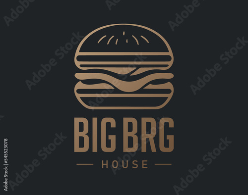 Burger logo vector illustration. Fast food emblem design. Hamburger good for restaurant menu and cafe badge.