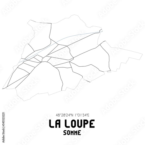 LA LOUPE Somme. Minimalistic street map with black and white lines.