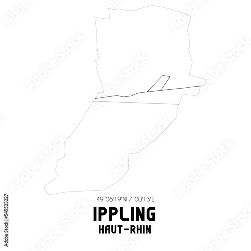 IPPLING Haut-Rhin. Minimalistic street map with black and white lines. photo