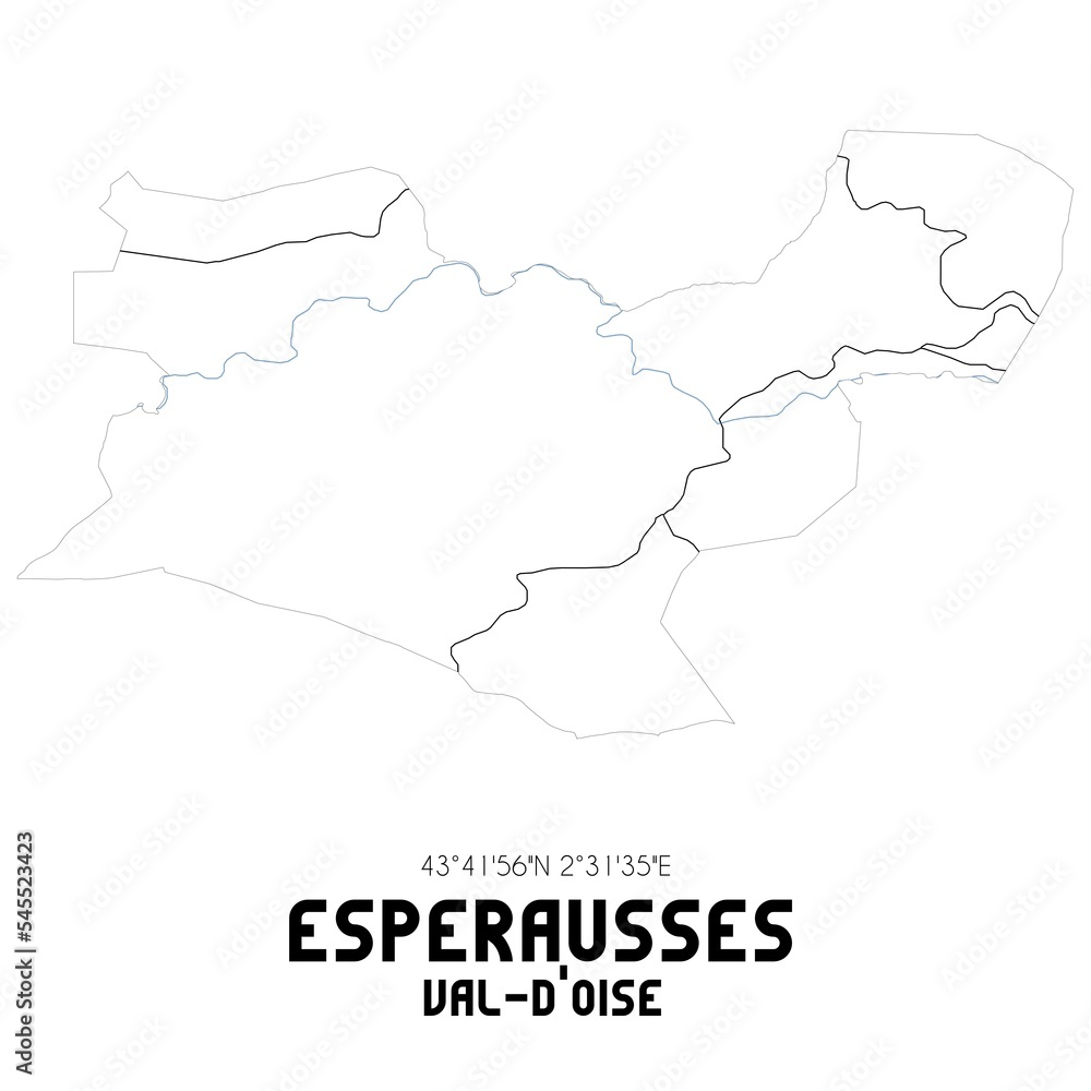 ESPERAUSSES Val-d'Oise. Minimalistic street map with black and white lines.