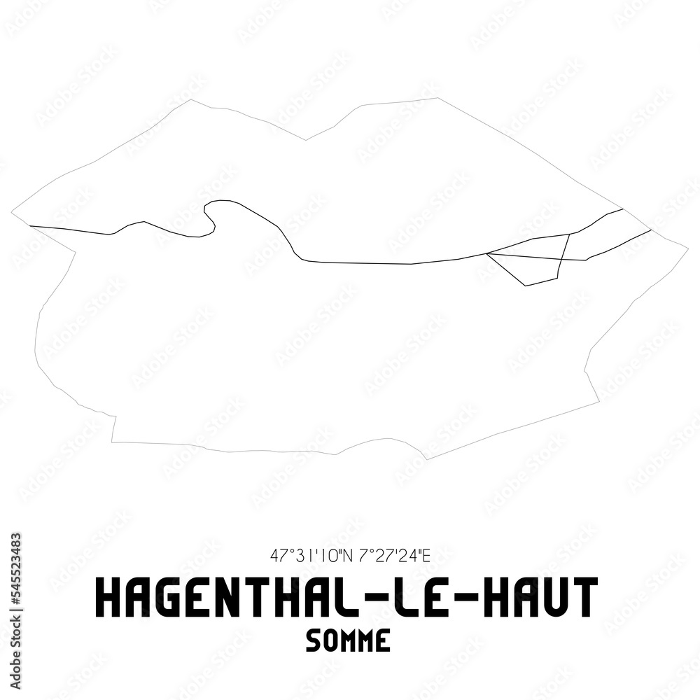 HAGENTHAL-LE-HAUT Somme. Minimalistic street map with black and white lines. HAGENTHAL-LE-HAUT Somme. Minimalistic street map with black and white lines.
