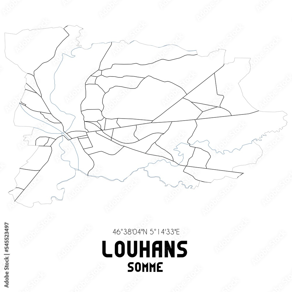LOUHANS Somme. Minimalistic street map with black and white lines. LOUHANS Somme. Minimalistic street map with black and white lines.