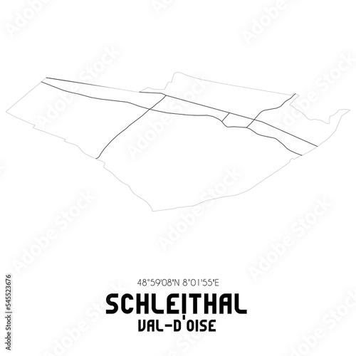 SCHLEITHAL Val-d'Oise. Minimalistic street map with black and white lines.