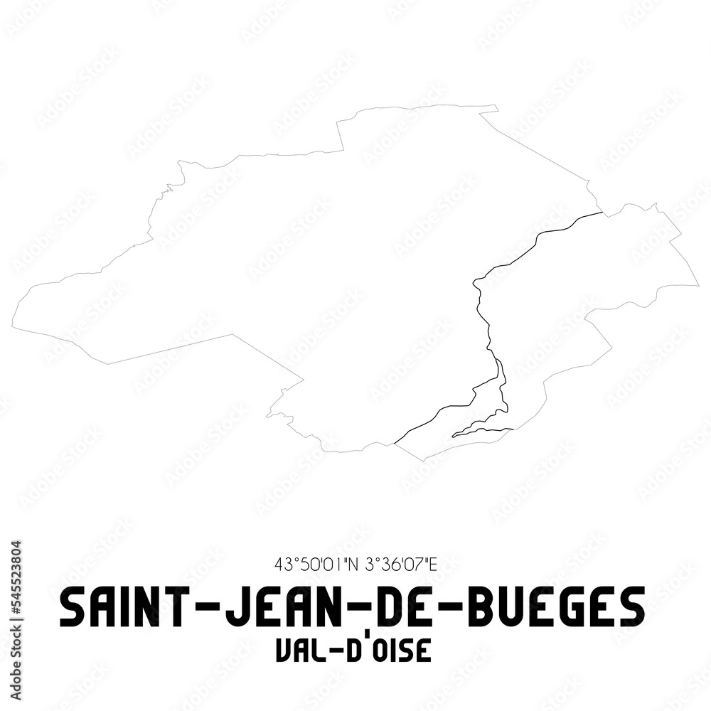 SAINT-JEAN-DE-BUEGES Val-d'Oise. Minimalistic street map with black and white lines.