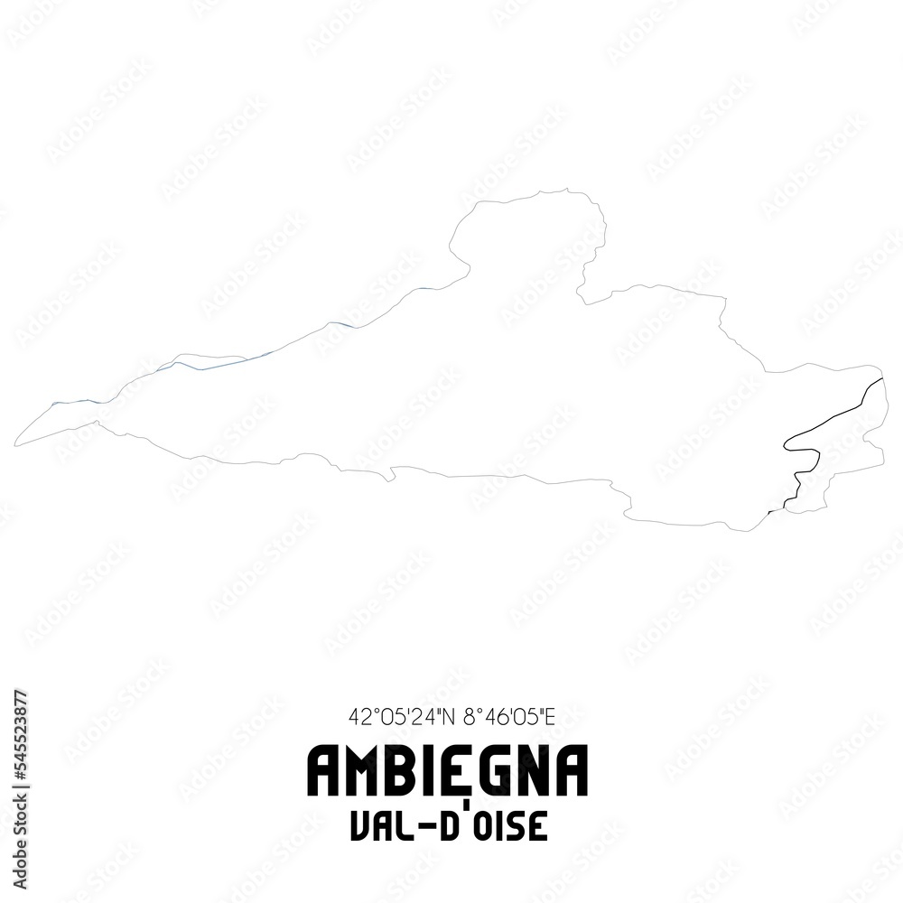 AMBIEGNA Val-d'Oise. Minimalistic street map with black and white lines.